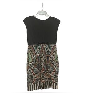 Nicole Miller‎ Artelier Black Empire Waist Vintage Tribal print dress Women’s 8